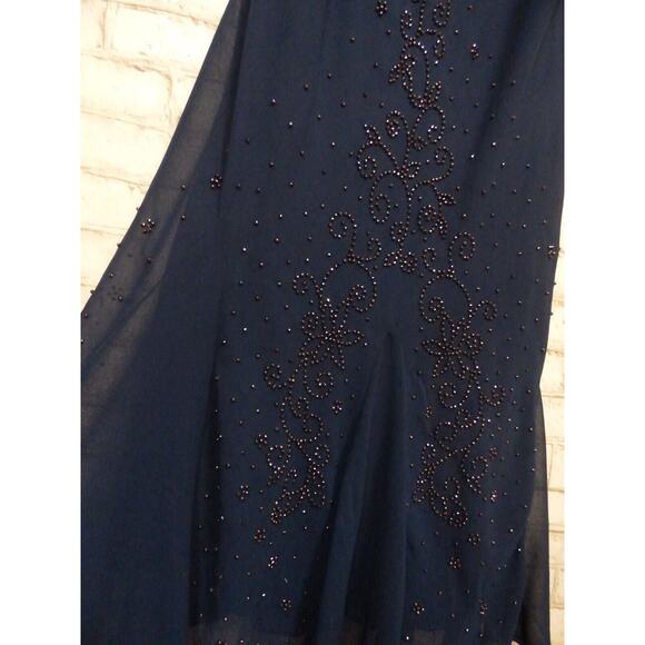 $199 Catherine's Navy Blue Masquerade Beaded Dress & Jacket Set 28W NEW - Picture 7 of 14